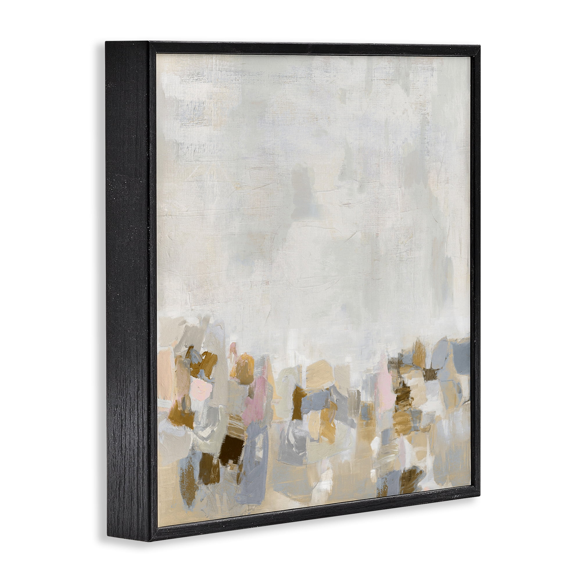 Stupell Industries Rustic Beige & Grey Abstract Painting Black Framed Art Print Wall Art, 17 x 17