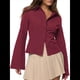 thumbnail image 3 of Camisas de Mujer con Botones, Larga A Rayas, Cuello, Blusas Informales de Trabajo, Conjuntos Modernos Rojo S, 3 of 9