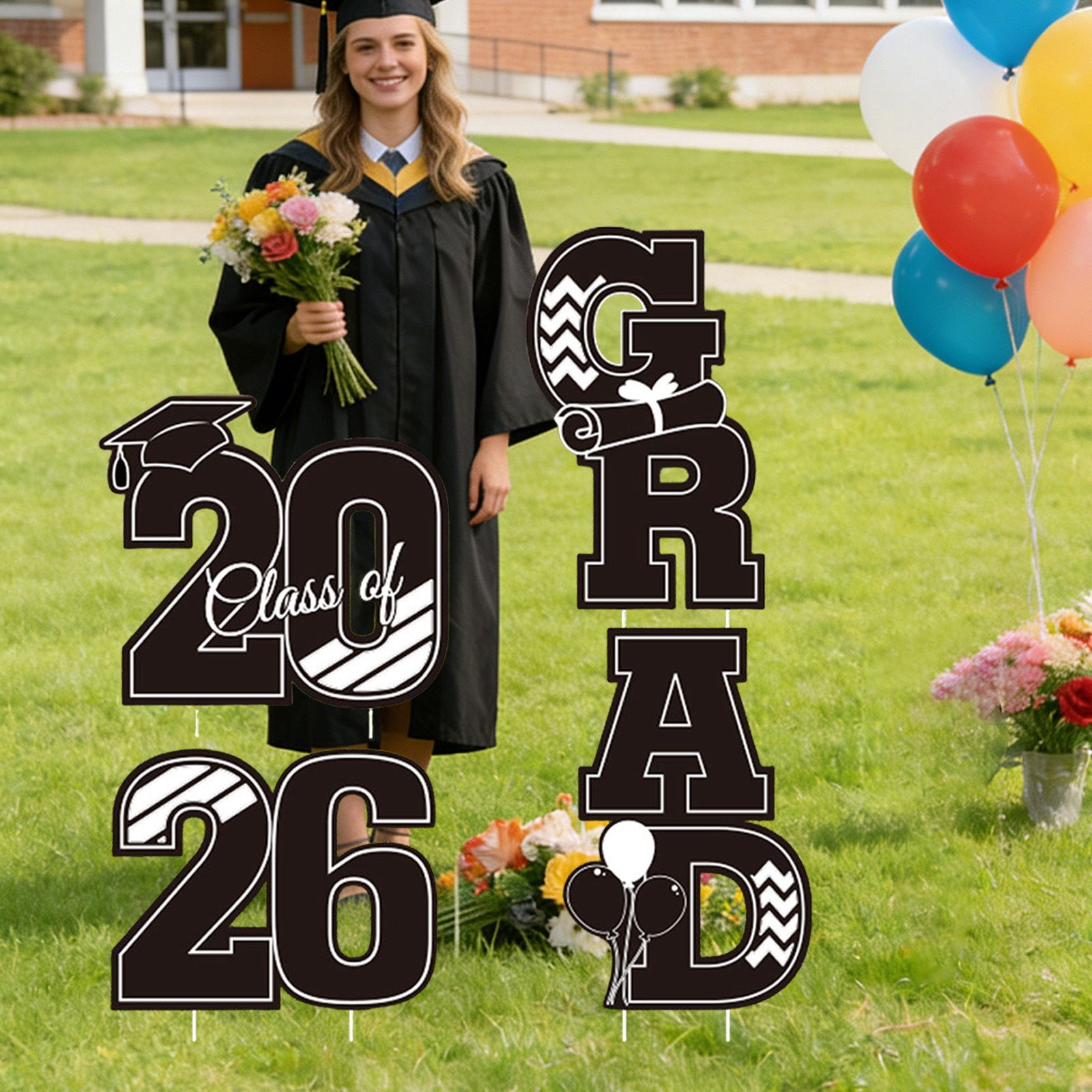 2026 Graduation Yard Sign With Stake Class Of 2026 Outdoor Grad Decor Congrats Grad Garden Sign Graduation Lawn Sign For High School College Grad Party Outdoor Decoration
