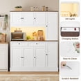 thumbnail image 6 of Homfa 72.8" Tall Kitchen Pantry Cabinet with LED & Charging Station, Modern Storage Cabinet with Drawers and Door Shelves, 8 Doors Freestanding Cupboard Buffet for Dining Room, White, 6 of 9