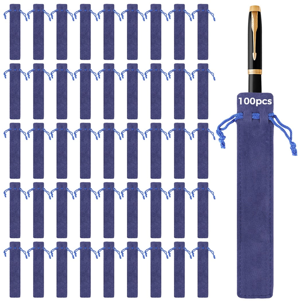 Velvet Pen Pouch Bags, 100PCS Single Pen Sleeve Pencil Bag, Drawstring