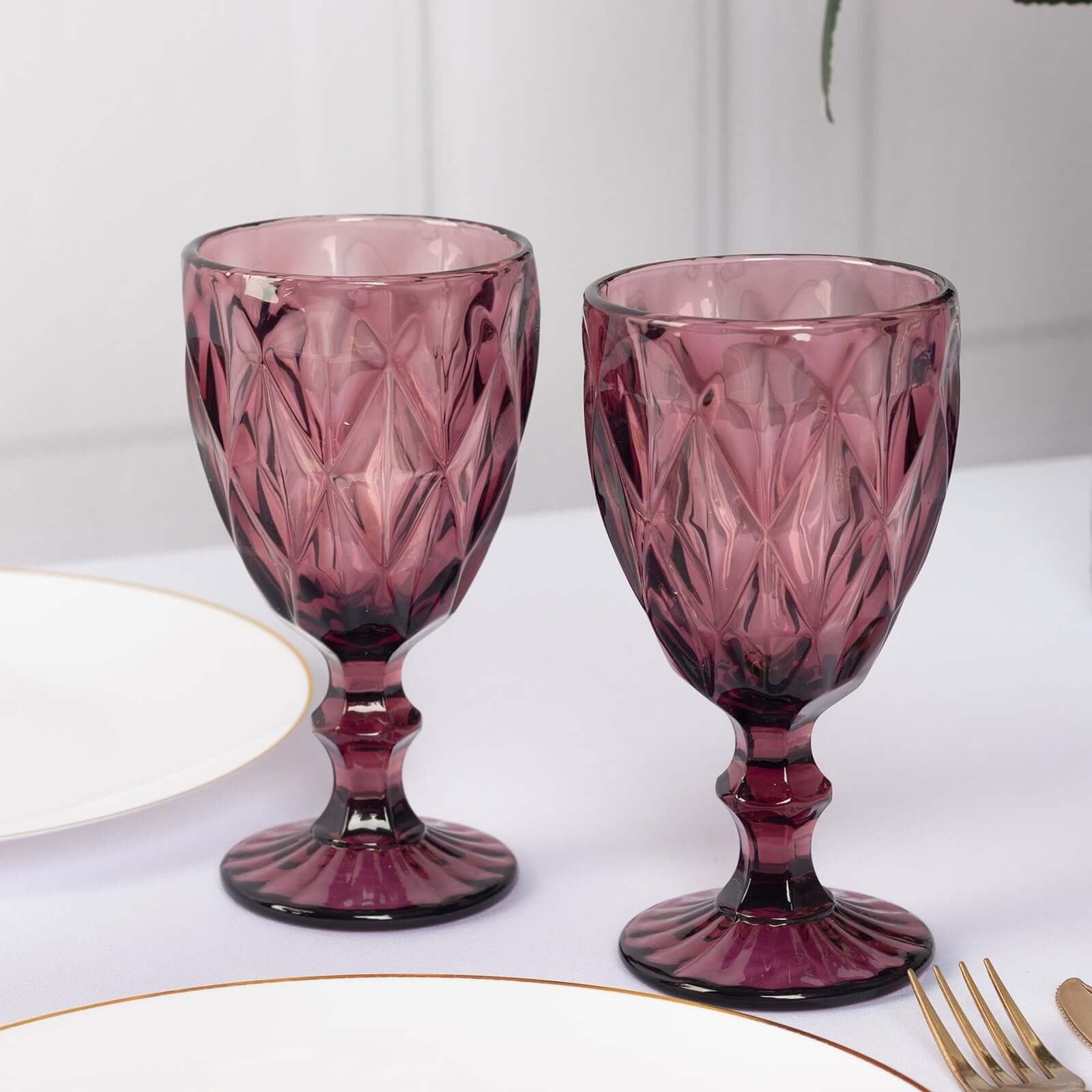 BalsaCircle 6 Dusty Rose 12 oz Crystal Reusable Glass Wine Glasses Goblets Wedding Party Events Decorations Supplies