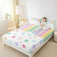 thumbnail image 4 of Castle Fairy Children Teens Colorful Stars Print 4pcs Bed Sheets,Geometric Stripes Lines King Sheets,Kawaii Polka Dots Super Cozy Sheet Set,Microfiber Bedroom Decor, 4 of 7