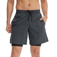 thumbnail image 4 of yeacher Men's High-Performance Layered Training Shorts - Quick-Dry, Stretch Fit for Basketball & Running, Grey, Size M (EU), 4 of 7