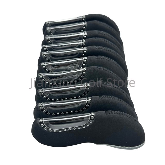 Housse de Tête de Club de Golf Simple Compensée de Sable Transparente Protecteur de Tête de Golf Accessoires de Golf 10 Pcs Noir