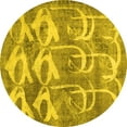 thumbnail image 1 of Ahgly Company Machine Washable Indoor Round Abstract Yellow Contemporary Area Rugs, 3' Round, 1 of 4