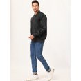 thumbnail image 3 of Cortavientos para hombre, corte slim, ligero, de manga larga, con cremallera, chaqueta bomber Negro S Unique Bargains Chaqueta, 3 of 5