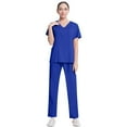 thumbnail image 5 of MLQIDK Scrub Sets for Woman Plus Size Nurse Uniforms Petite V-Neck Yoga Scrub Pants and Tops Medical Scrubs Scrub Joggers Uniformes De Enfermeras De Mujer Royal Blue XXL, 5 of 6