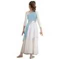 thumbnail image 2 of Zaldita Kids Girls Sleeveless Ballet Praise Lyrical Dance Dress Metallic Color Block Liturgical Worship Costume Dancewear Light Blue 16, 2 of 7