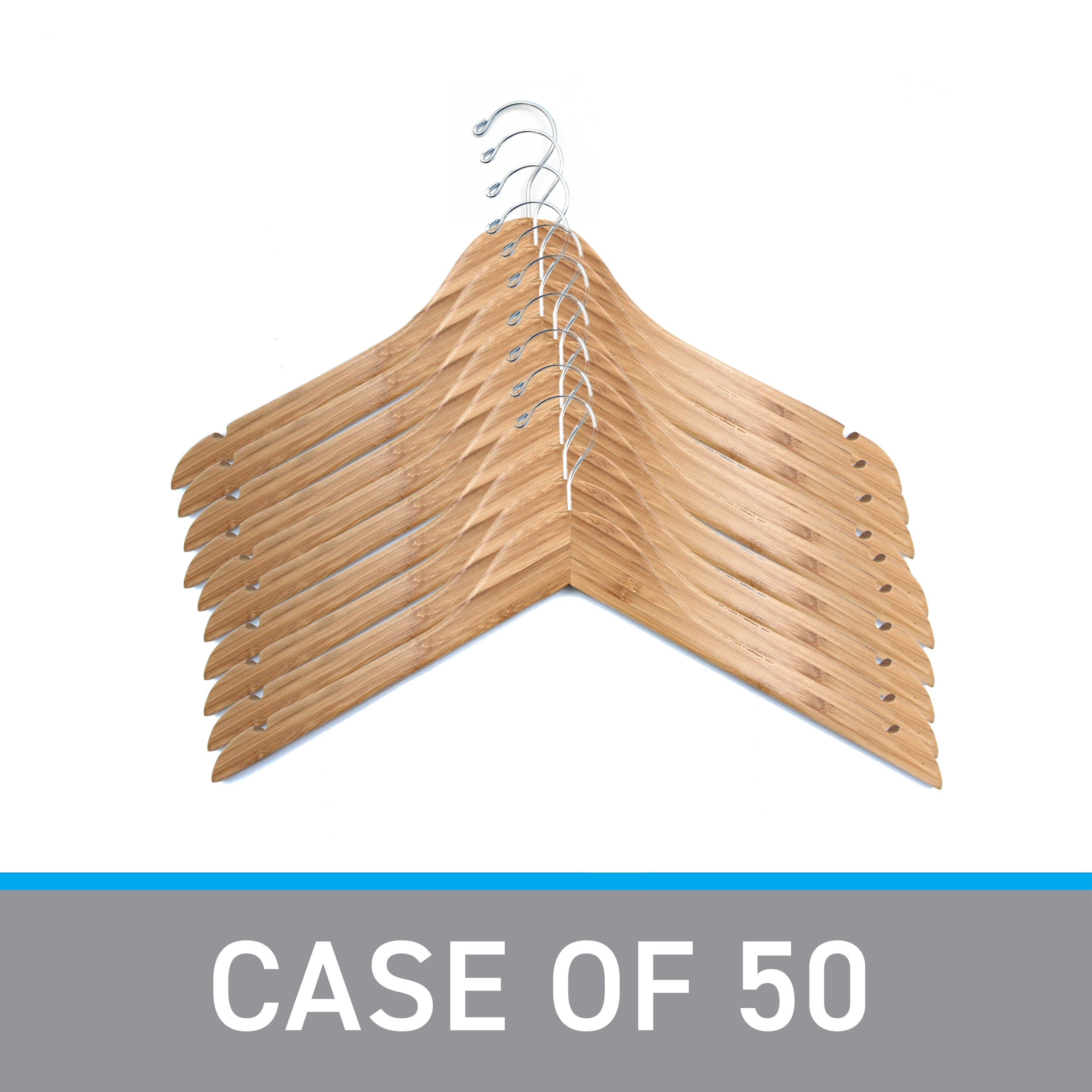 SSWBasics Bamboo Hangers For Clothes  - Hanger 17" - Case of 50
