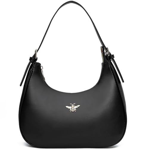 Bolsas de hombro pequeñas CROJUYI estilo retro negro para mujer Small