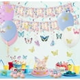 thumbnail image 3 of Butterfly Birthday Party Decorations - Butterfly Happy Birthday Banner, Macaron Balloons, 3D Butterfly Stickers, Cake Topper, Spring Hanging Swirls for Girls Party Garden Birthday Backdrop Supplies, 3 of 7