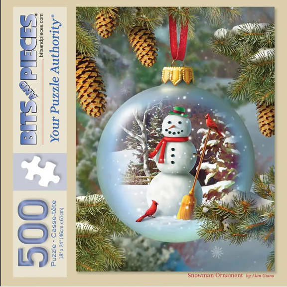Bits and Pieces Snowman Ornament 500-Piece Christmas Jigsaw Puzzle 18" x 24"