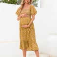 thumbnail image 2 of Maternity Dress for Women Floral Square Neck Maternity Maxi Dress Elegant Smocked Waist Flowy A-Line Casual Long Dress for Pregnancy Photoshoot Maternity Clothes, 2 of 6