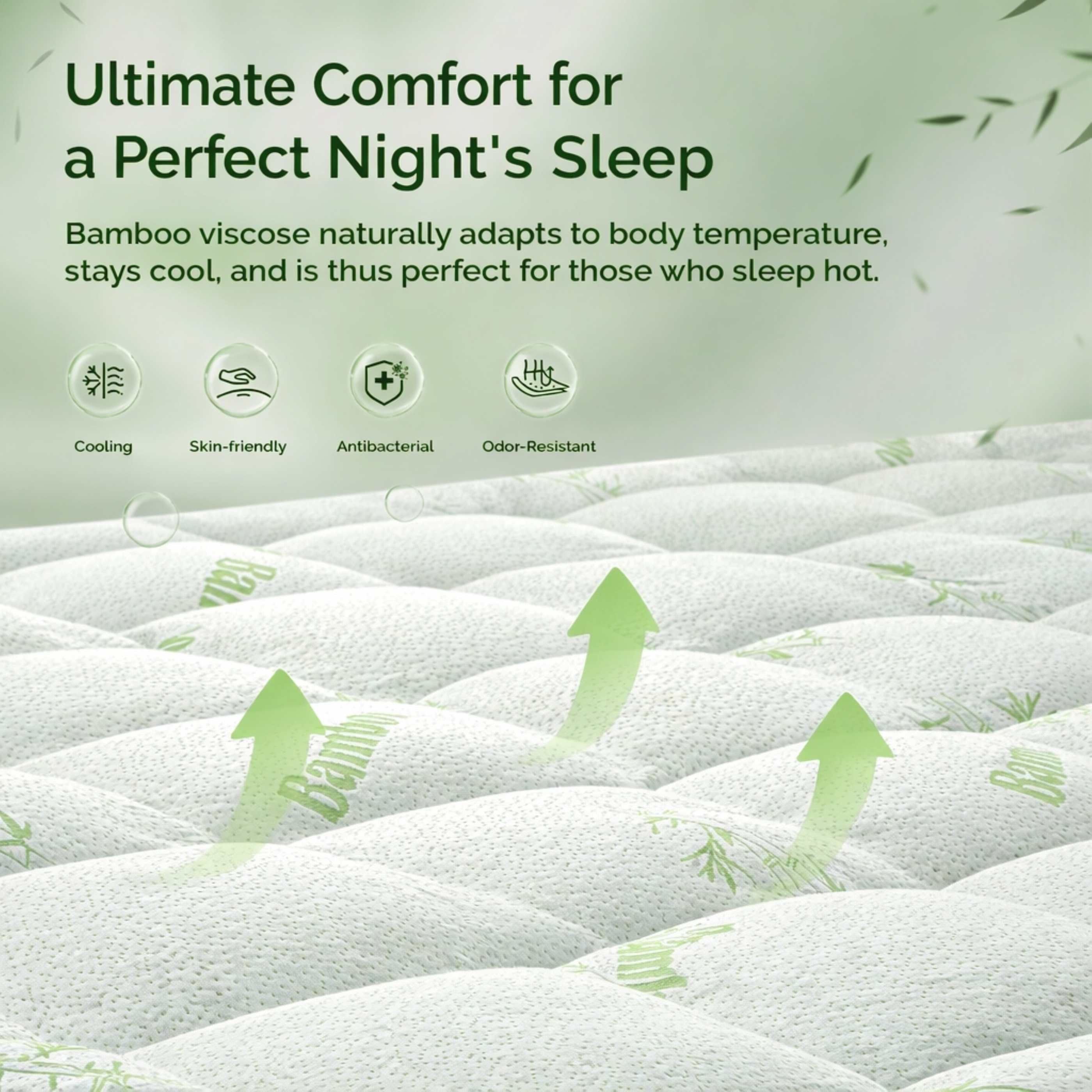 YESBEDS Queen Bamboo Viscose Mattress Pad, Green photo 6