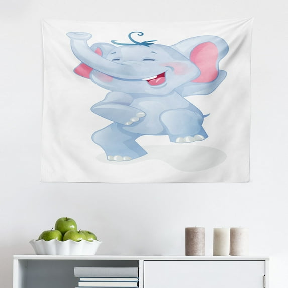 Funny Tapestry, Playing Girls Boys Game Funny Moments on Polka Dots Backdrop Cartoon, Fabric Wall Hanging Decor for Bedroom Living Room Dorm, 2 Sizes, Multicolor, by Ambesonne