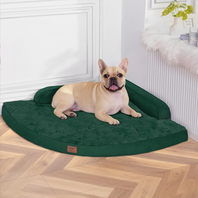 Cama ortopédica para perros MEKIY, grande, impermeable con funda, color verde oscuro