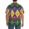 thumbnail image 5 of Balery Mardi Gras4 Men's Casual Button Down Shirt Short Sleeve Textured Summer Cuban Beach Shirts-X-Large, 5 of 7