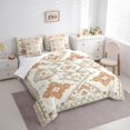 thumbnail image 3 of Manfei Southwestern Aztec Geometric 7 Pieces Bedding Comforter Set,Rustic Rhombus Flower Full Bedding Set,Beige Brown Fitted Sheet Flat Sheet For Kids,Super Cozy Room Decor Reversible, 3 of 8