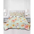 thumbnail image 2 of Quilts Full Size Bedding Set, Spring Flowers Lightweight Quilted Comforter, Yellow Pink Floral Rustic Botanical Green Soft Reversible Bedspread Coverlet with Pillow Covers for All Season, 78" x 90", 2 of 7