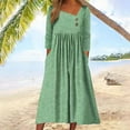 thumbnail image 2 of Kaemgyyd Women's Casual Dress with Pockets Loose Long Sleeve A-Line Maxi Dresses Flowy Stripe Pleated Fall Clothing, 2 of 6