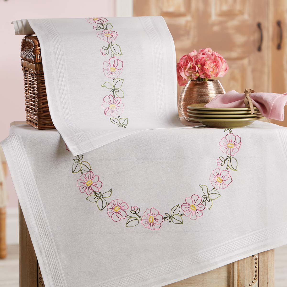 Herrschners® Violet Visions Table Topper & Runner Set Stamped