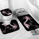 thumbnail image 3 of Juego de alfombras de baño y cortina de ducha con estampado de tacones altos de color rosa, 3 of 5