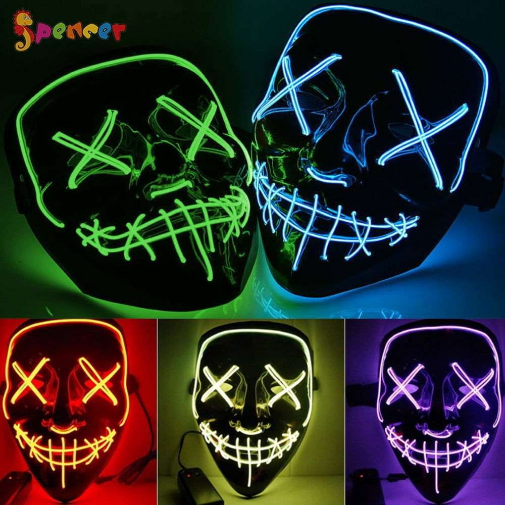 Spencer Scary Halloween LED Glow Mask Flash and Glowing EL Wire Light ...