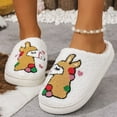 thumbnail image 6 of Christmas Slippers Adult Cute Cartoon Santa Reindeer Winter Shoes Soft Cozy Homewear Footwear Indoor Warm Slippers Women's Fashion #04 White & Size 10, 6 of 9