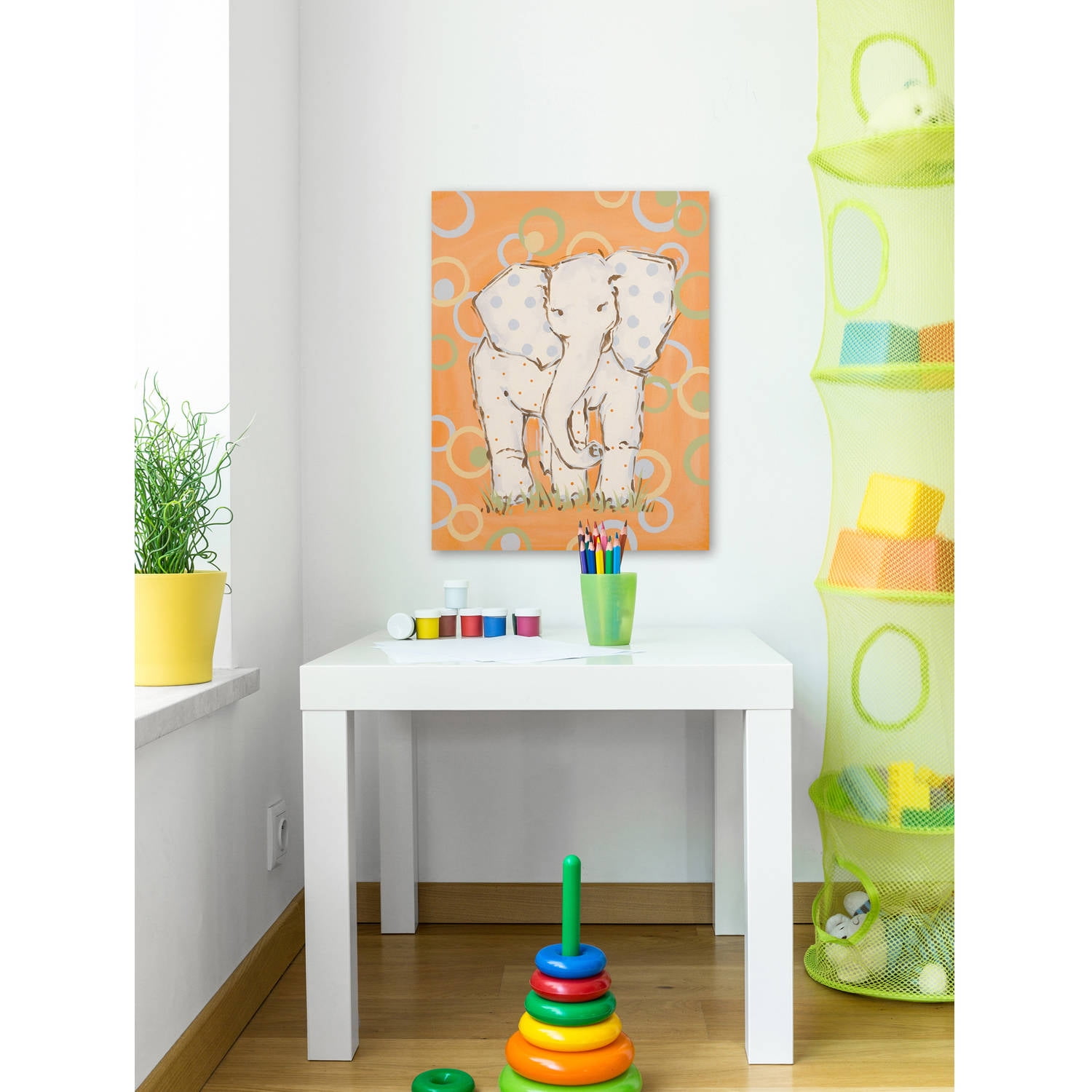 Marmont Hill "Whimsy Elephant" by Reesa Qualia Painting Print on Wrapped Canvas