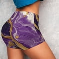 thumbnail image 4 of Fotbe Purple Gold Marble Swirls Seamless Shorts, Womens Workout Shorts High Waist Stretch Booty Short for Gym/Yoga/Running/Biking-X-Large, 4 of 9