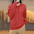 thumbnail image 4 of ShomPort Casual Sweaters for Womens Drawstring Long Sleeve Hooded Textured Tops Lightweight Going Out Solid Color Cozy Soft Blouses, 4 of 6