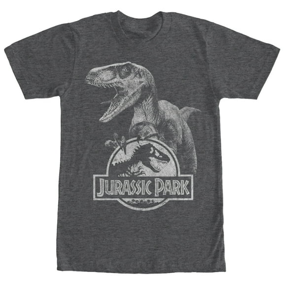 Men's Jurassic Park Raptor Logo Graphic Tee Charcoal Heather Large