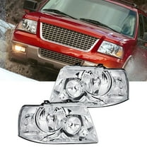 Nilight Headlight Assembly Compatible with 2003 2004 2005 2006 Ford Expedition Headlamps Replacement Chrome Housing Clear Reflector Lens Driver and Passenger Side