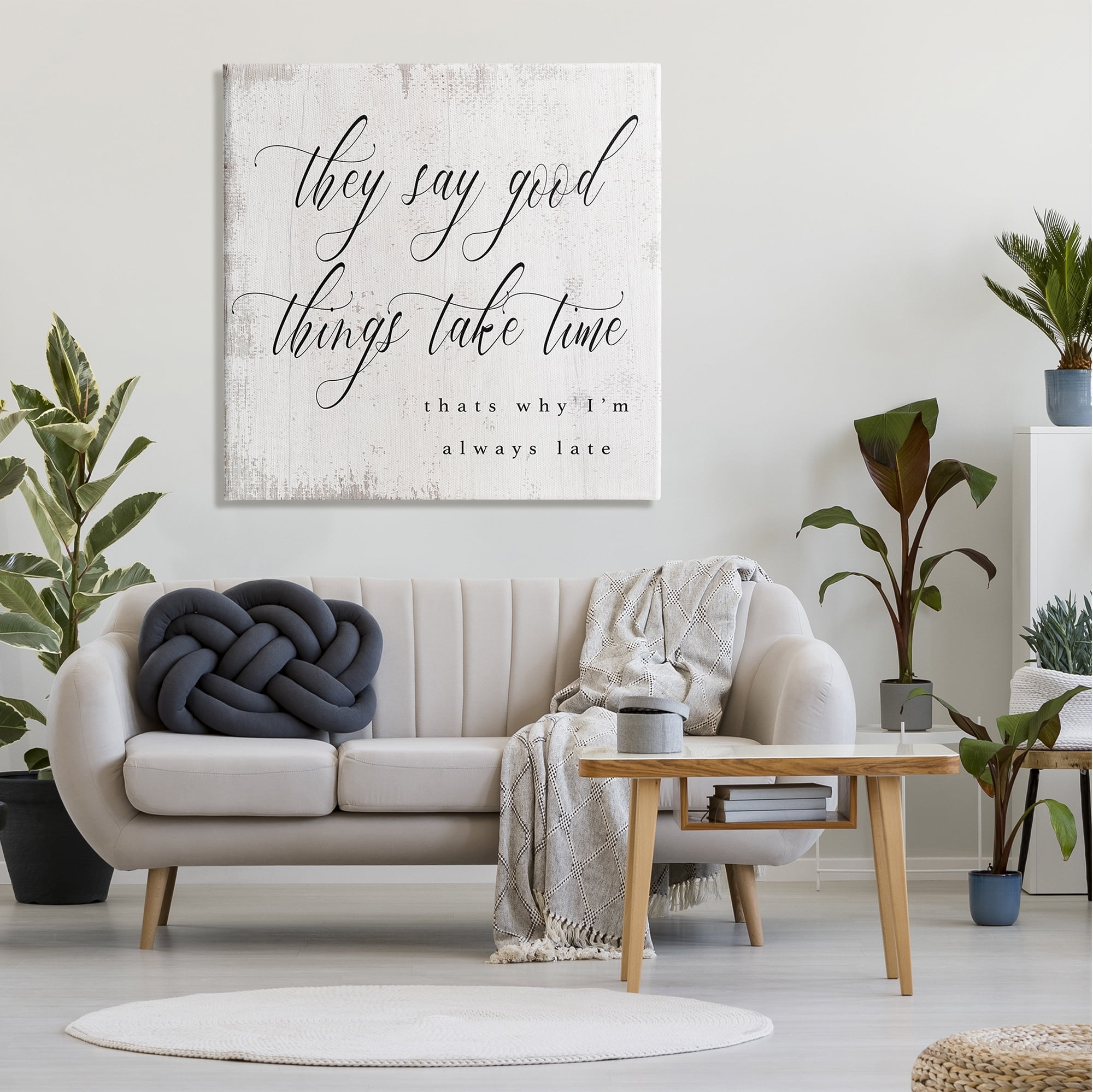 Stupell Industries Good Things Take Time Amusing Lateness Excuse Phrase,36 x 36, Design by Daphne Polselli