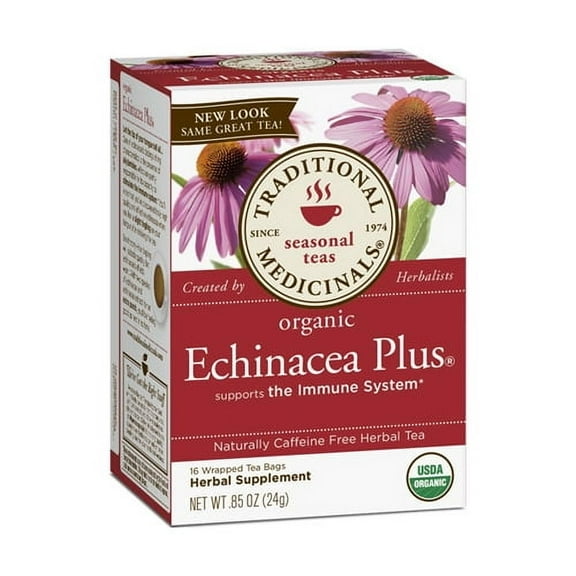 Traditional Medicinals Caffeine Free Herbal Tea Bags, Organic Echinacea Plus - 16 Ea
