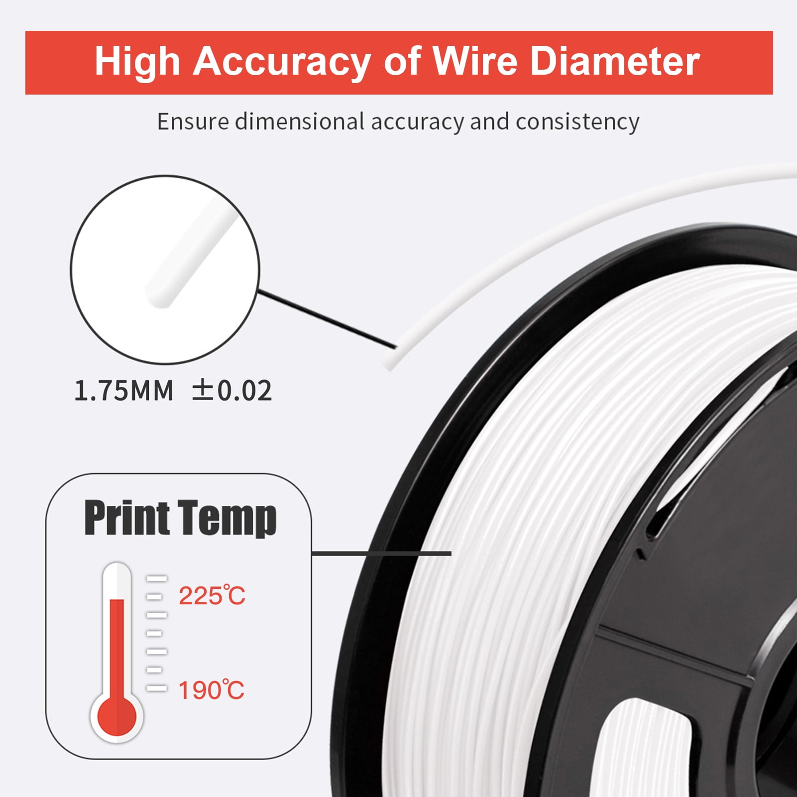 3D Printer PLA Filament 1.75mm Luminous Dimensional Accuracy ±0.02mm