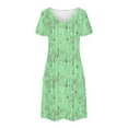 thumbnail image 4 of Youyipin womens dresses Short Sleeve Dress for Women Casual V Neck Summer Mini Dresses Beach Vacation Loose Flowy Sundress with Pockets summer dresses for women 2025, 4 of 7
