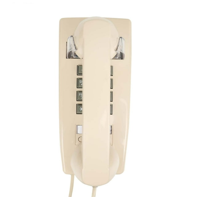 Teléfono de pared con cable, diseño clásico retro, color beige