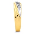 thumbnail image 3 of Wellingsale Men's Solid 14k Two 2 Tone White and Yellow Gold Polished CZ Cubic Zirconia Wedding Band - Size 10.5, 3 of 5