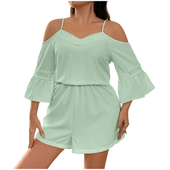 REALiKUN Women Boho Summer Romper Casual Floral Print Spaghetti Strap Shorts Jumpsuits