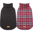 thumbnail image 2 of Kuoser Abrigo cálido para perros, chaqueta reversible, abrigo de invierno impermeable, ropa a cuadros de estilo británico, abrigos para clima frío, chaleco de nieve acogedor para perros pequeños, medi, 2 of 4