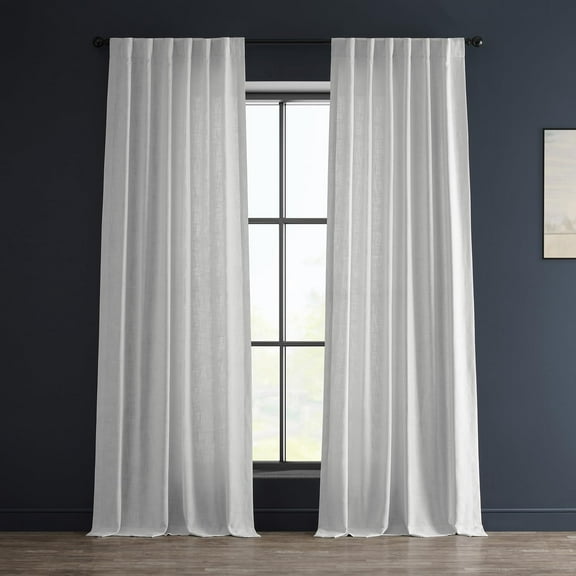 HPD Half Price Drapes Premium Heavy Faux Linen Curtains for Living Room (1 Panel), 50W x 120L Light Filtering Curtains 120 Inches Long Window Curtains for Bedroom, Rice White