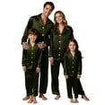thumbnail image 5 of XDZJLR Family Matching Christmas Pajamas Set Parents Kids Long Sleeve Silk Like Satin Pure Color Two Piece Holiday Outfit,Loungewear Nightwear Pjs For Men Dad Army Green, 5 of 6