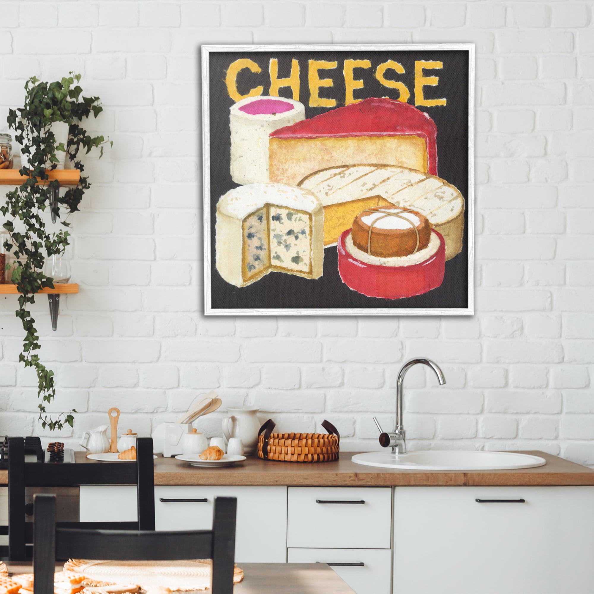 Stupell Industries Assorted Cheese Wheels White Framed Giclee Art, design by Nancy Overton