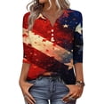 thumbnail image 5 of 4th of July Shirts for Women Plus Size 3/4 Sleeve T Shirts Casual American Flag Print Tops USA 250th Anniversary Celebration Party Pullover Independence Day Patriotic V Neck 1776-2026 Blouses Red 3XL, 5 of 6
