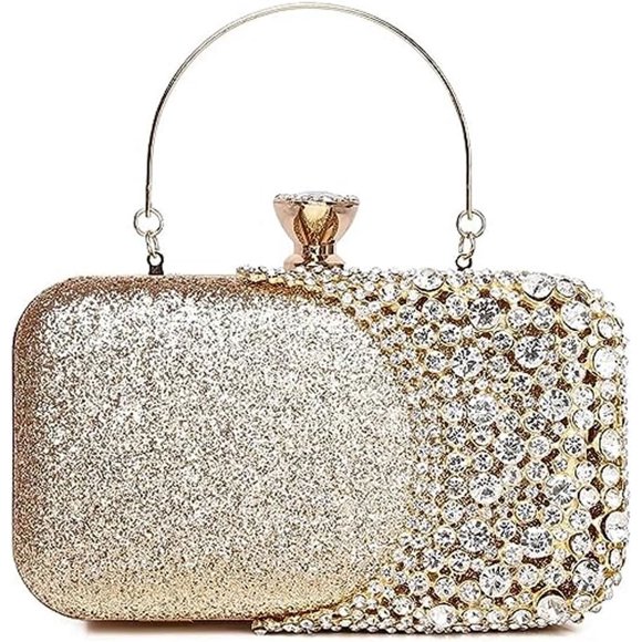 UTAH-Crystal Women Evening Clutch Rhinestone Bag Bling Purse Glitter Radiant Shouder bag for Christmas Bridal Wedding Party