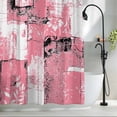 thumbnail image 2 of Modern Boho Shower Curtain, 72" x 72", Flower Geometric Texture Pink White Abstract Art Waterproof Bathroom Curtain Washable Shower Curtain Set with 12 Hooks, 2 of 8