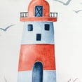 thumbnail image 4 of Jordan Manufacturing 18" x 18" Red, White and Blue Lighthouse Nautical Square Reversible Decorative Throw Pillow with Welt, 4 of 5