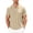 Khaki, variant on Men's Ribbed Knit Short Sleeve Polo Shirt, Classic Collar Split Neck Design Textured Casual Top Khaki L
